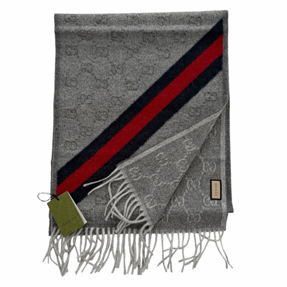 ♥️🔥♥️ AUTHENTIC GUCCI  NEW Wool  Monogram Web Scarf